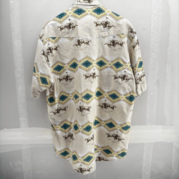Roper Pearl Snap Aztec Southwestern Cowboy Cattle Stampede AOP Mens XL Shirt EUC - Picture 4 of 7